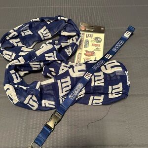 NY Giants Infinity Scarf, Lanyard, and Fake Tattoos